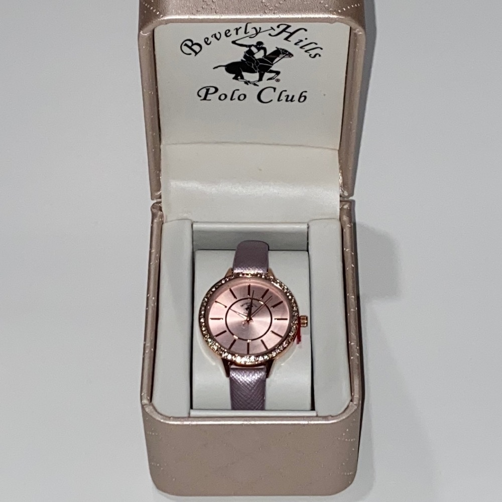 Beverly Hills Polo Club Rose Gold Watch with Lavender Leather Band